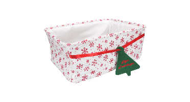 Mand | pE | 36x26x15cm | rechthoekig | rood/wit/groen | 20 stuks