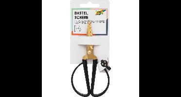 Folia knutselschaar, ft 14,5 cm, scherpe punt, RVS, zwart, blister van 1 stuk