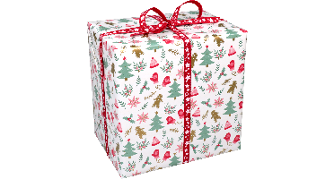 Cadeaupapier | 50cm | 200m | 80gr/m² | Jolly christmas | wit/rood/groen