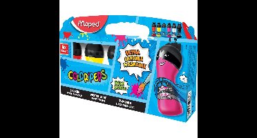 Maped Color'Peps plakkaatverf, ophangdoos met 6 flacons van 75 ml in primaire geassorteerde kleuren