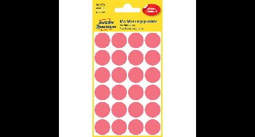 Etiket avery 3172 rond 18mm lichtrood 96st