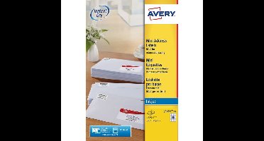 Etiket avery j8651-25 38.1x21.2mm wit 1625st