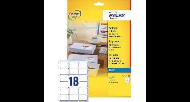 Etiket avery j8161-10 63.5x46.6mm wit 180stuks