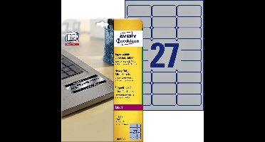 Etiket avery l6011-20 63.5x29.6mm zilver 540st | 5 stuks