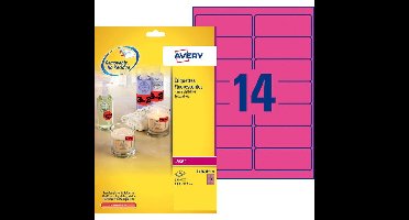 Etiket avery l7363p-25 99.1x38.1mm roze 340st