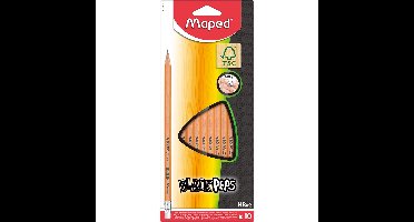 Maped Black'Peps potlood HB, met gum, kartonnen ophangetui met 10 stuks