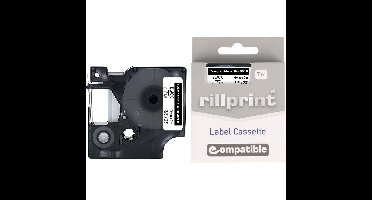 Rillprint compatible D1 tape voor Dymo 40910, 9 mm, zwart op transparant