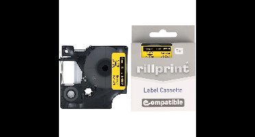 Rillprint compatible D1 tape voor Dymo 40918, 9 mm, zwart op geel
