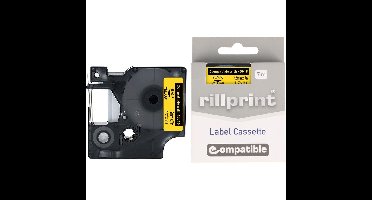 Rillprint compatible D1 tape voor Dymo 45018, 12 mm, zwart op geel