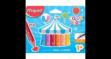 Maped waskrijt Color'Peps Jumbo Early Age, doos van 12 stuks in geassorteerde kleuren