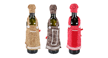 Assorti schort+muts voor fles 23x13cm | 12 stuks