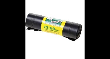 Vuilniszak komo 60l trekband rol à 15st zwart | 15 stuks