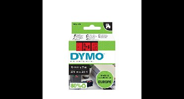 Labeltape dymo labelmanager d1 polyester 9mm rood | 5 stuks