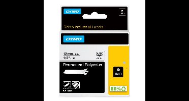 Labeltape dymo rhino industrieel polyester 12mm wt