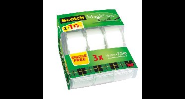 Plakband scotch magic 810 19mmx7.5m mat 2+1 disp