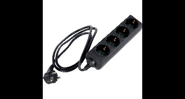 Perel contactdoos met 4 stopcontacten, zwart, voor Nederland
