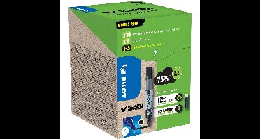 Pilot V-Board Master BeGreen whiteboardmarker, ronde punt, 2,3 mm, 10 stuks + 10 vullingen, zwart
