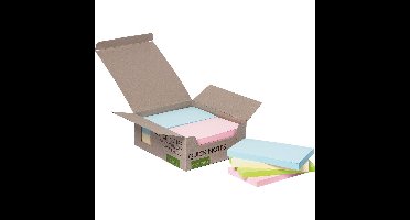 Q-CONNECT Quick Notes Recycled pastel, ft 76 x 127 mm, 100 vel, doos van 12 stuks in geassorteerde kleure