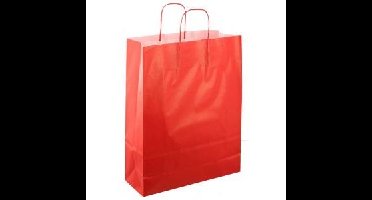 Papieren koordtas 32x12x41cm 50st rood | 4 stuks