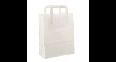 Papieren tas 22x10x28cm 400st wit gebleekt kraft