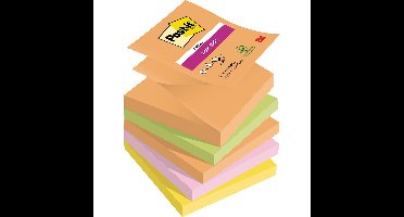 Post-it Super Sticky Z-notes Boost, 90 vel, ft 76 x 76 mm, geassorteerde kleuren, pak van 5 blokken