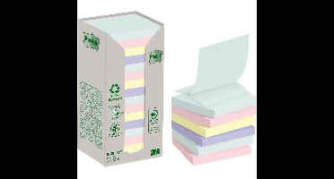 Post-it recycled Z-notes, 100 vel, ft 76 x 76 mm, assorti, pak van 16 blokken
