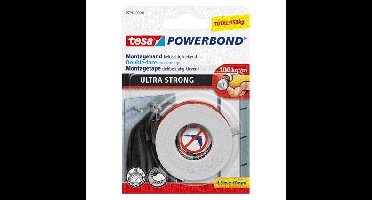 Plakband tesa ultra strong dubbelz 1.5mx19mm wit