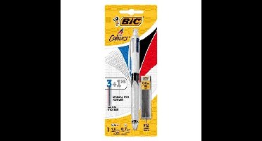 Balpen bic 3kleuren + vulpotl hb 0.7mm m wit