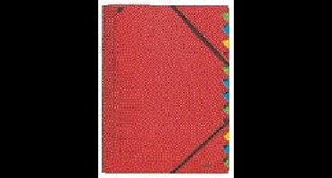 Sorteermap leitz 12 tabbladen karton rood