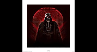 Kunstdruk Star Wars - Rogue One Darth Vader and Death Star 40x40cm