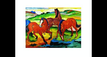 Kunstdruk Franz Marc - Die großen roten Pferde 71x56cm