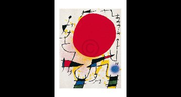 Kunstdruk Joan Miro - Le soleil rouge 40x50cm