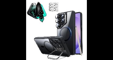 Galaxy S26 Ultra Bundle Classic Hybrid Magnetic Case (Stash Stand) and Armorite® Privacy Screen Protector - Clear Black