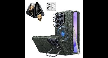 Galaxy S26 Ultra Bundle Cyber Tough Magnetic Case (Stash Stand) and Armorite® Pro Privacy Screen Protector - Olive Green