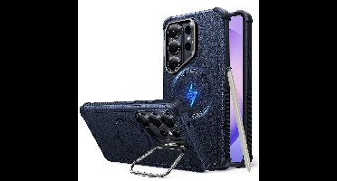 Galaxy S26 Ultra Cyber Tough Magnetic Case (Stash Stand) - Navy Blue