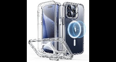 iPhone 15 Pro Max Armor Tough Case with Stash Stand (HaloLock) - Clear