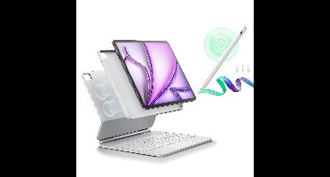 iPad Air 13" (M4) 2026 Bundle Rebound Magnetic Keyboard Case 360 & Digital Pencil-US Layout-White
