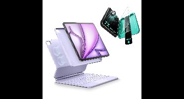 iPad Air 13" (M4) 2026 Bundle Rebound Magnetic Keyboard Case 360 & Screen Protectors - US Layout-Purple