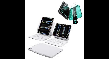 iPad Pro 11″ (2025) Set: Rebound 360 Magnet-Tastaturhülle & Armorite-Panzerschutzfolien - DE Layout-Weiß