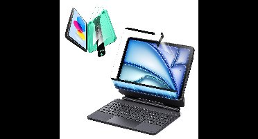 iPad Air 11“ (2025) Magnetische Rebound Tastatur Hülle 360 Schutz Paper Feel Bündel-DE layout-Black