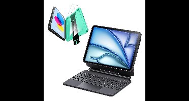 iPad Air 11" (M4) 2026 Bundle Rebound Magnetic Keyboard Case 360 & Screen Protectors-US-Layout-Black