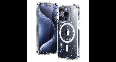 iPhone 15 pro max Classic Hybrid Case Set (HaloLock) - Clear Shimmer