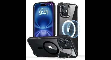 iPhone 16 Classic Hybrid Case with Stash Stand (HaloLock) - Clear Black