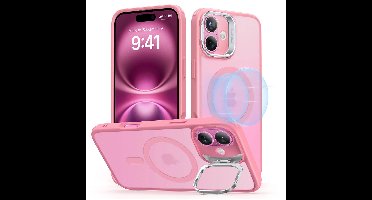 iPhone 16 Plus Classic Hybrid Case with Stash Stand (HaloLock) - Frosted Pink