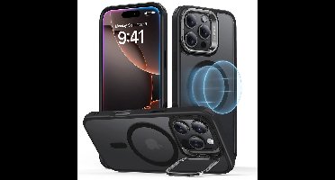 iPhone 16 Pro Classic Hybrid Case with Stash Stand (HaloLock) - Frosted Black