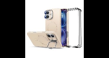 iPhone 16 Cloud Soft Case with Stash Stand Protection Bundle - Light Tan