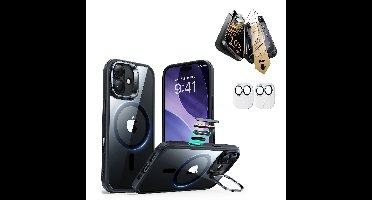 iPhone 17 Bundle Classic Hybrid Magnetic Case (Camera Control, Stash Stand) and Armorite Pro Screen Protector - Clear Black