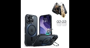 iPhone 17 Bundle Classic Hybrid Magnetic Case (Camera Control, Stash Stand) and Armorite Pro Screen Protector - Frosted Black