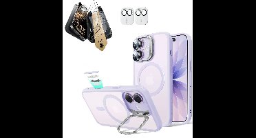 iPhone 17 Bundle Classic Hybrid Magnetic Case (Camera Control, Stash Stand) and Armorite Pro Screen Protector - Frosted Light Purple