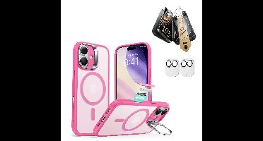 iPhone 17 Bundle Classic Hybrid Magnetic Case (Camera Control, Stash Stand) and Armorite Pro Screen Protector - Frosted Pink